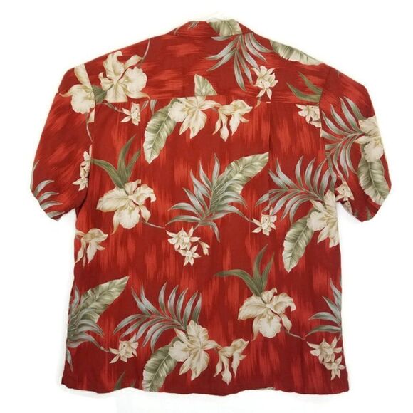 Vtg Paradise Found Mens XL Red Rayon Floral Button Up S/S Hawaiian Shirt USA - Picture 5 of 10